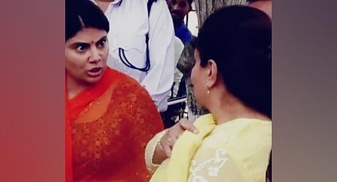 Rivaba Jadeja, a BJP MLA had a verbal spat with Lok Sabha MP Poonamben Maadam from her own party at an event (Photo | Express)