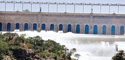 Over 12,718 cusecs of water being released to Tamil Nadu from KRS reservoir in Mandya district on Thursday | Udayashankar S