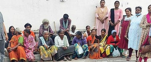 The 26 ‘daily wage’ beggars who were detained by Hyderabad police before being sent to rescue homes on Friday. (Photo | Express)