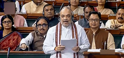 Union Home Minister Amit Shah speaks on the Government of National Capital Territory of Delhi (Amendment) Bill, 2023 in the Lok Sabha, Aug 1, 2023. (Photo | Sansad TV)