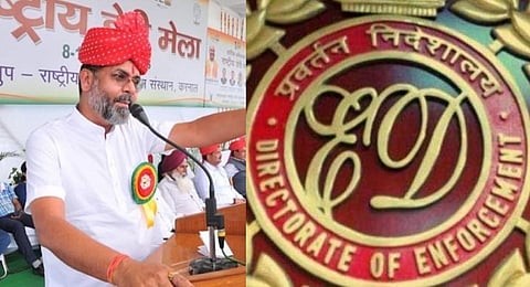 A collage of Sanjay Sherpuria and the Enforcement Directorate logo, used for representational purposes only.