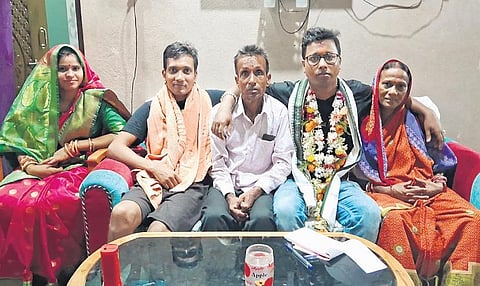 Tarun Mohanty with his family members in Kacherigaon village | express