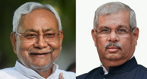 Bihar Chief Minister Nitish Kumar and Bihar Governor Rajendra Arlekar (Photos | FILE PTI/ Rajendra Arlekar Twitter)