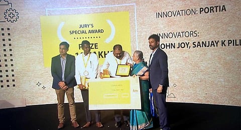 John Joy and Sanjay K Pillai, whose product Portia was among the eight winners. (Photo | Infosys Foundation)