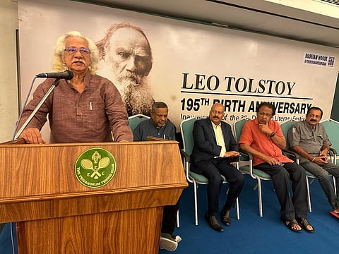 Filmmaker Adoor Gopalakrishnan inaugurating the Leo Tolstoy Literary Festival on Thursday. (Photo | Express)