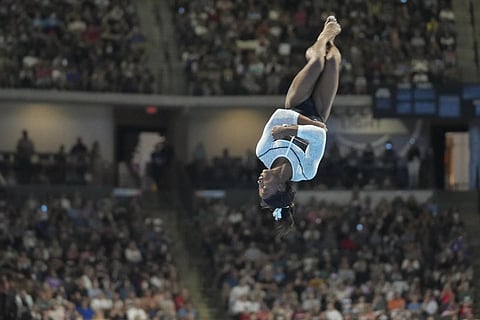 Simone Biles wows on vault while surging to the lead at the US gymnastics championships