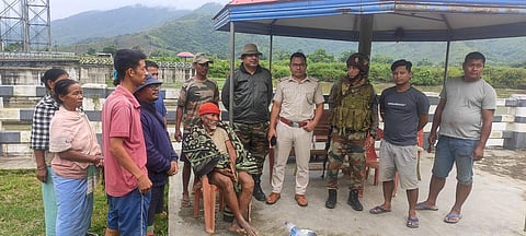The Kuki-Zo tribal man Seilun Guite sheltered by Meitei villagers and police personnel in Manipur, Aug 27, 2023. (Photo | Special Arrangement)