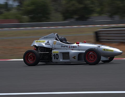 Arya Singh of Dark Don Racing in action at the Kari Motor Speedway in Coimbatore on Saturday. Arya was one of the top performers in the Formula LGB 4 category | Special Arrangement