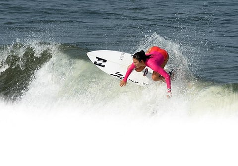 Players take part in practice session during World Surfing league in Mamallapuram. (Photo | Ashwin Prasath, EPS)