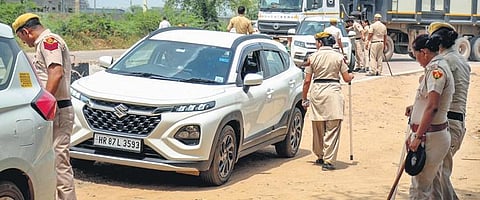 The police have tightened security in Nuh and surrounding areas. (Photo | PTI)