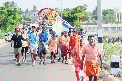 Pilgrims walking towards Velankanni for the annual festival of St Mary’s Nativity | Express