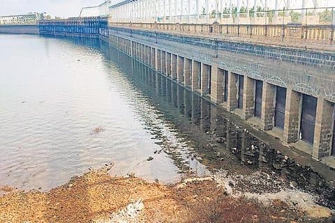 The water level at KRS dam stood at 101.83ft as against the maximum 124ft on Monday