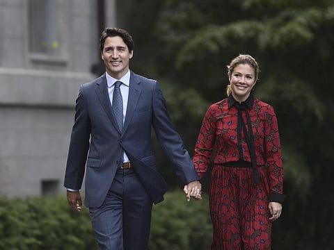 FILE - Canada's Prime Minister Justin Trudeau and his wife, Sophie Gregoire Trudeau, arrive at Rideau Hall in Ottawa, Ontario, Sept. 11, 2019. (Photo | AP)