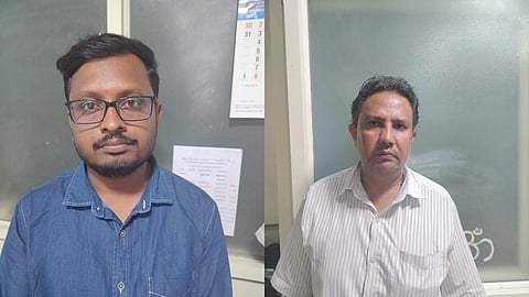 Raghavendra and Suresh were caught red handed by Lokayukta while taking bribe.