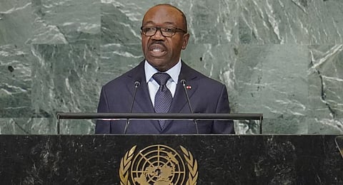 President of Gabon Ali Bongo Ondimba addresses the 77th session of the United Nations General Assembly, Wednesday, Sept. 21, 2022 at U.N. headquarters.(AP Photo)