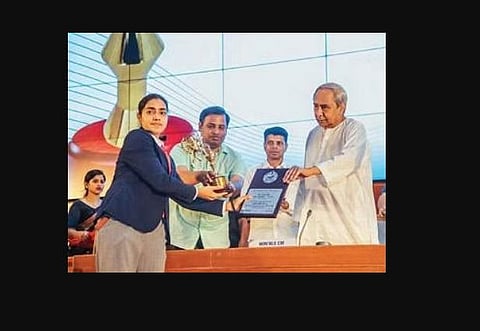 CM Naveen Patnaik on Tuesday conferred the Biju Patnaik Sports Award for Outstanding Performance in Sports and Games for international cyclist Swasti Singh.