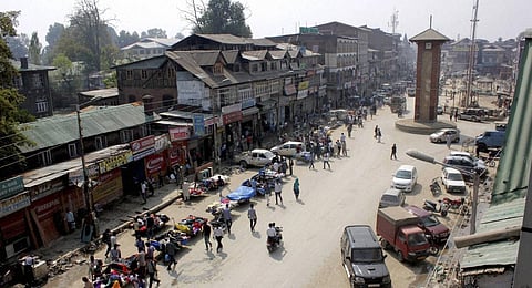 FILE - Image of people walking at the Lal Chowk area in Srinagar, used for representational purposes only. (Photo | PTI)