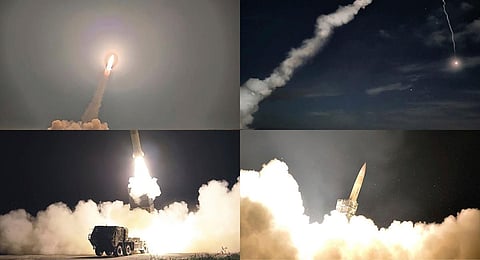 A combination of photos provided by the North Korean government shows what it says is a tactical nuclear strike drill in Pyongyang, North Korea. (Photo | AP)