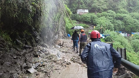 Search and rescue operation underway after landslide destroys shops. (Photo | Special Arrangement)