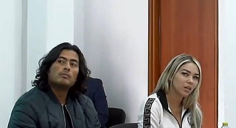 Nicolas Petro, son of Colombian President Gustavo Petro (L), and his ex-wife Daysuris Vasque. (Photo | AFP)