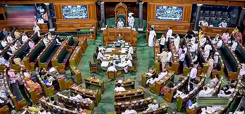 Lok Sabha Speaker Om Birla conducts the proceedings of the House during the Monsoon session of Parliament, in New Delhi, Friday, Aug. 4, 2023. (Photo | PTI)