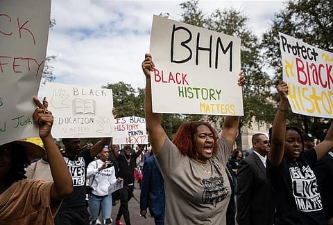 Image used for representational purposes. A demonstration against Gov. DeSantis's rejection of a high school Afro-American history course, in Florida. (FILE | AP)