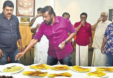 Director Siddique (second from left) at an Iftar party. (File photo | A Sanesh)