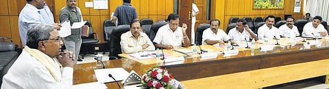 CM Siddaramaiah holds a meeting with ministers and MLAs in Bengaluru on Monday | Express