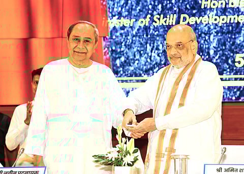 Union Minister Amit Shah and Odisha Chief Minister Naveen Patnaik. (Photo | Express)