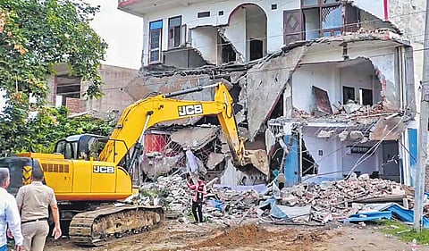 Civic authorities in Pimpri Chinchwad near Pune on Saturday demolished 36 bungalows built illegally along the Indrayani River. 