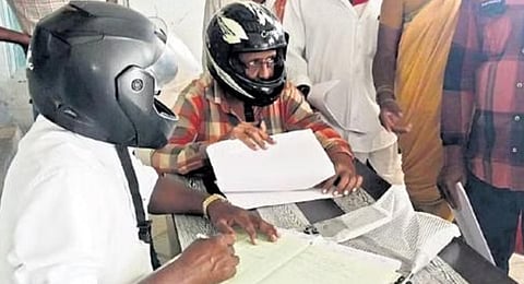 Staff wear helmets as MPDO office roof is ready to fall