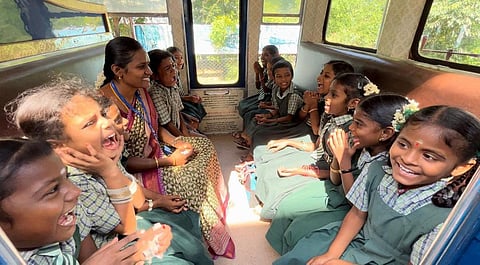 Students enjoying their NMR ride from Mettupalayam to Kallar. (Photo | Express)