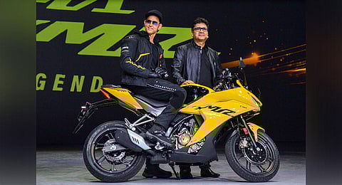 Bollywood actor Hrithik Roshan during the launch new Hero Karizma XMR, in Gurugram, on Tuesday, August 29, 2023. (Photo | PTI)