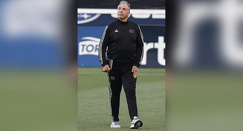 (FILES) Head coach Bruce Arena looks on before a game against the Philadelphia Union at Subaru Park on May 12, 2021 in Chester, Pennsylvania. (Photo | AFP)