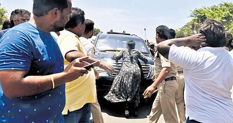 TDP activists tried to block the convoy while party chief N Chandrababu Naidu was being shifted from Nandyal and cops dispersed the protesters I Express