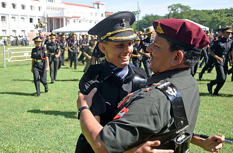 Officers celebrate during the passing out ceremony at OTA, Chennai. (Photo | Ashwin Prasath)