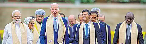 PM Narendra Modi, US President Joe Biden, British PM Rishi Sunak.