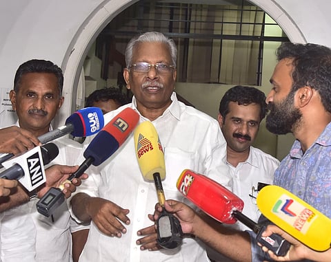 CPM MLA AC Moideen appears before ED probing money laundering in Karuvanur Service Cooperative Bank loan scam on Monday. (Photo | A Sanesh)