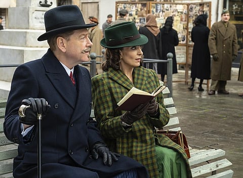 Kenneth Branagh as Hercule Poirot, left, and and Tina Fey as Ariadne Oliver in a scene from 'A Haunting in Venice.' (Photo | AP)