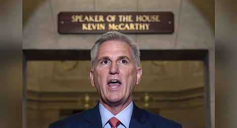 US House Speaker Kevin McCarthy speaks at the Capitol in Washington, Tuesday, Sept. 12, 2023, announcing to open a formal impeachment inquiry into President Joe Biden. (Photo | AP)