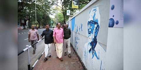 Minister for Food and Civil Supplies G R Anil unveiled the ‘Scientist Wall’ at the Keltron compound in Vellayambalam