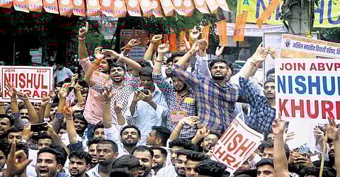 ABVP organized a massive rally comprising 5,000-odd students | Express