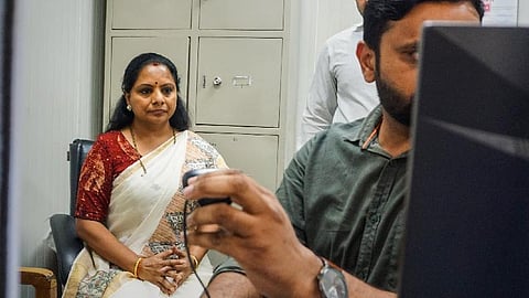 FILE: BRS leader K Kavitha at the Enforcement Directorate (ED) office in connection with the Delhi excise policy case.