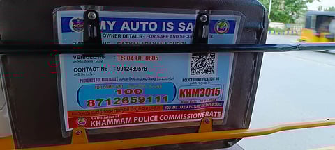 Khammam Police Department have pasted QR code stickers on Autos.