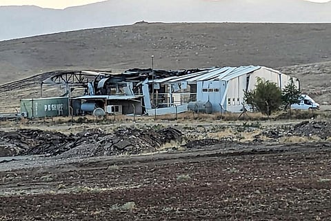 The premises of an airfield used by Iraqi Kurdish forces are pictured in Arbat, near Sulaymaniyah in Iraq's Kurdistan, after a drone strike hit the airfield. (Photo | AFP)
