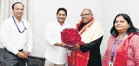 Dr Zelalem B Taffesse, UNICEF field office chief for Andhra Pradesh, Karnataka and Telangana meets CM YS Jagan Mohan Reddy in Tadepalli on Friday I Express