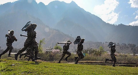 FILE - Members of the Indian Army carry out drills along the LAC in Arunachal Pradesh. (Photo | PTI)
