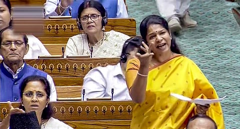 DMK MP MP Kanimozhi in the Lok Sabha (PTI)