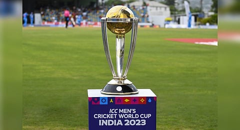 An image of the ICC men's ODI World Cup trophy (Photo | AFP)