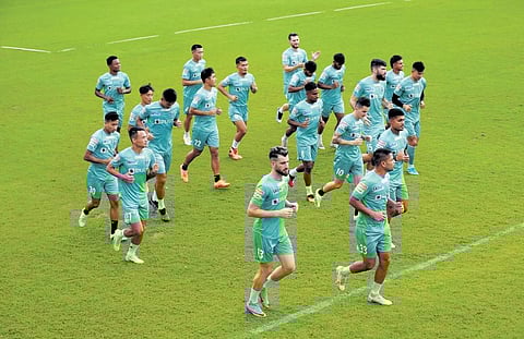 Kerala Blasters training ahead of their opening match against Bengaluru FC. The new ISL season kicks off today | T P Sooraj